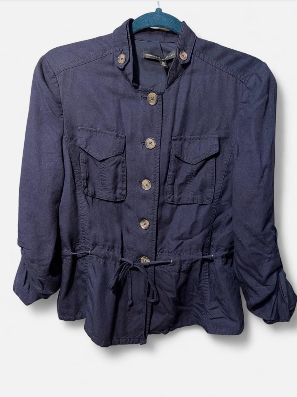 White House Black Market Navy Utility Drawstring Jacket